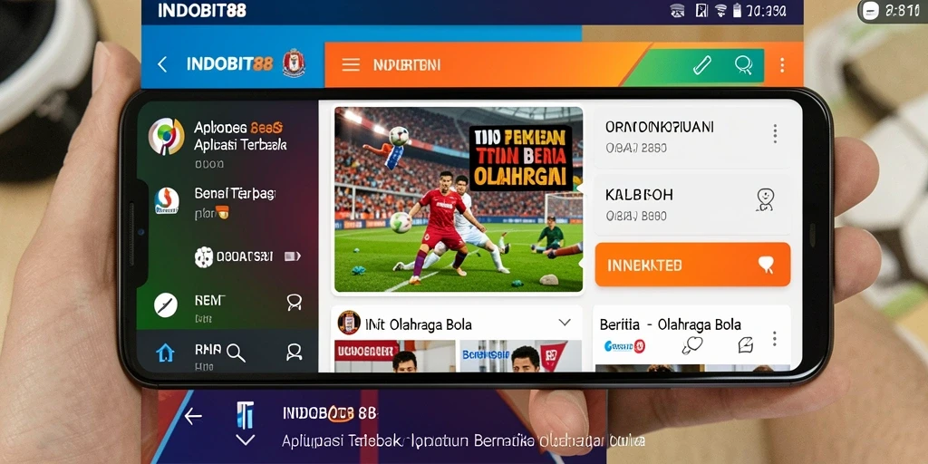 Antarmuka user-friendly aplikasi INDOBIT88 untuk berita olahraga bola.