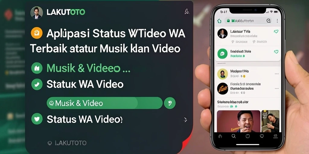 Antarmuka LAKUTOTO menampilkan berbagai pilihan video status WhatsApp.