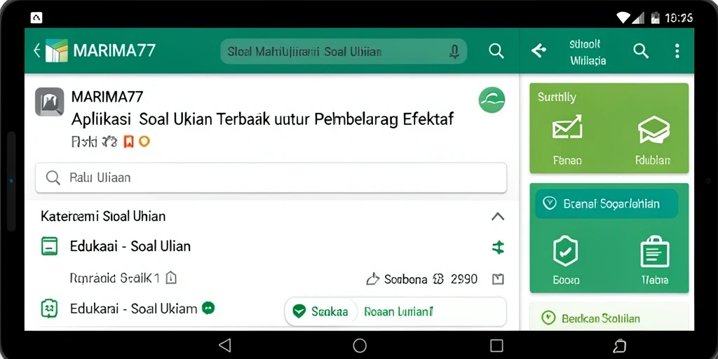 Antarmuka aplikasi MARIMA77 dengan berbagai soal ujian interaktif.