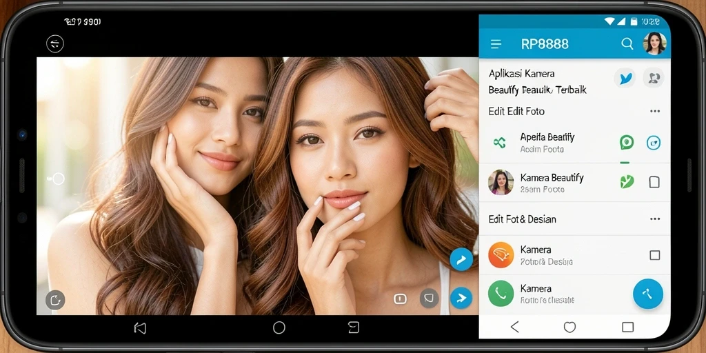 Tampilan antarmuka aplikasi Kamera Beautify RP8888 yang menarik.