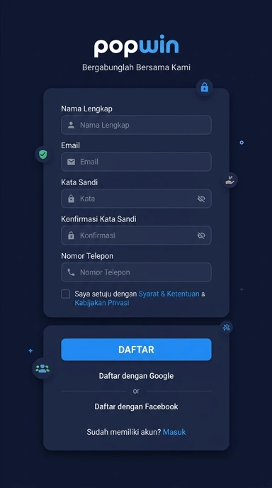 Tampilan halaman daftar popwin