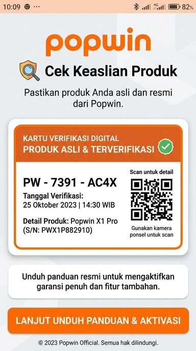 Tampilan kanal resmi popwin